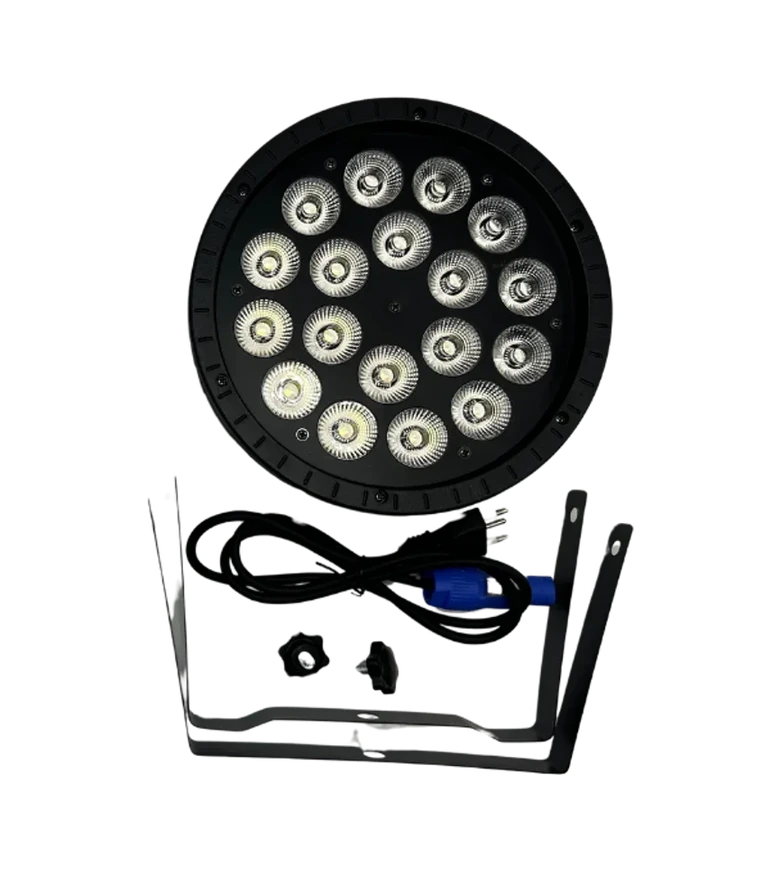 Par Led 18x18W RGBWA+UV Em Plástico Reforçado Com A/c Powercom